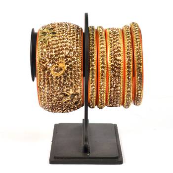 Hyderabadi Bridal Joda, Golden Bangle Set For Women And Girls Stylish 14 Pieces 3