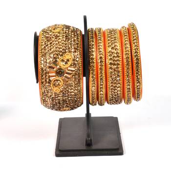 Hyderabadi Bridal Joda, Golden Bangle Set For Women And Girls Stylish 14 Pieces 4