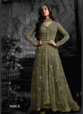 Green embroidered net salwar 1