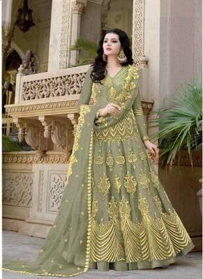 Mehendi embroidered net salwar 1