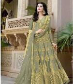 Mehendi embroidered net salwar