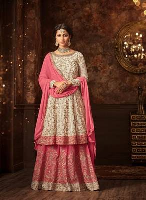 White embroidered georgette salwar 1