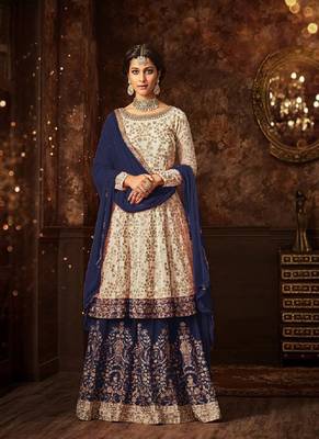 White embroidered georgette salwar 1