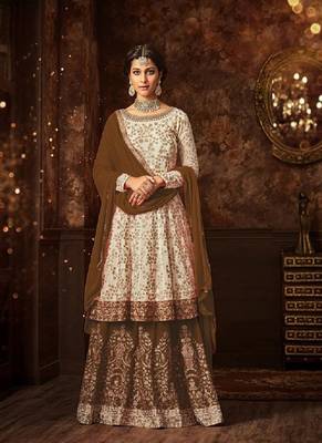 White embroidered georgette salwar 1