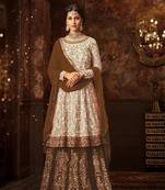 White embroidered georgette salwar