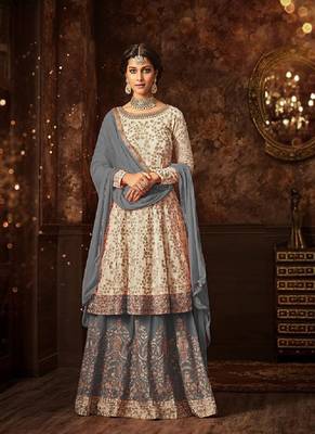 White embroidered georgette salwar 1