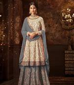 White embroidered georgette salwar