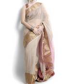 Supernet cotton banarasi zari border saree