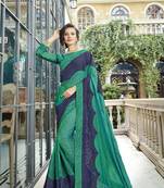 Green embroidered art silk saree with blouse