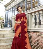 Multicolor embroidered georgette saree with blouse
