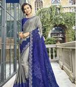 Multicolor embroidered silk saree with blouse