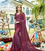Maroon embroidered silk saree with blouse
