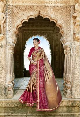 Multicolor embroidered crepe saree with blouse 1