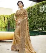 Gold embroidered chiffon saree with blouse