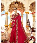 Red embroidered georgette saree with blouse
