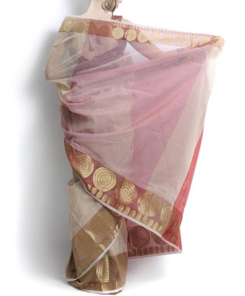 Supernet cotton banarasi zari border saree
