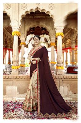 Multicolor embroidered georgette saree with blouse 1