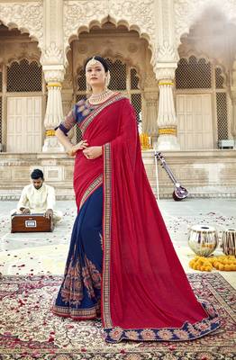 Multicolor embroidered georgette saree with blouse 1