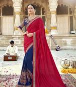 Multicolor embroidered georgette saree with blouse