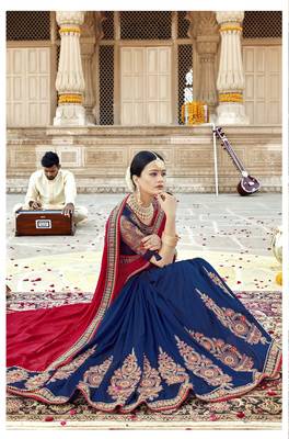 Multicolor embroidered georgette saree with blouse 2