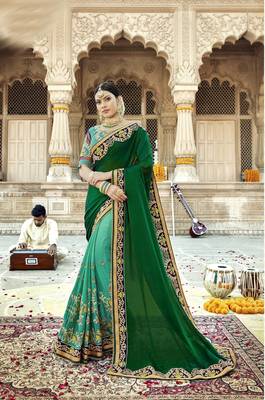 Multicolor embroidered georgette saree with blouse 1