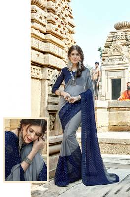 Multicolor embroidered georgette saree with blouse 1