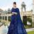 Navy blue embroidered cotton saree with blouse