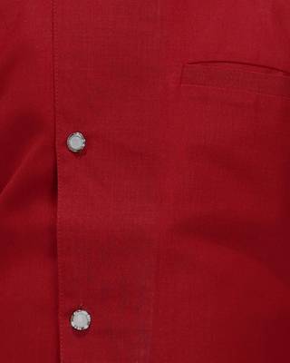 Maroon plain cotton silk boys-kurta-pyjama 3