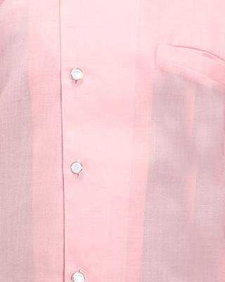 Pink plain cotton silk boys-kurta-pyjama 3