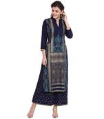 Blue printed rayon kurtas-and-kurtis