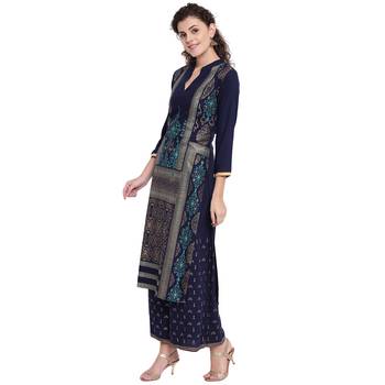 Blue printed rayon kurtas-and-kurtis 3