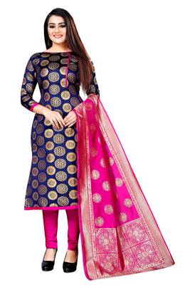 Navy-blue self design brocade salwar 1