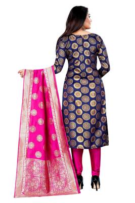 Navy-blue self design brocade salwar 2