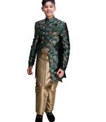 fourfolds boy's green kurta and pyjama