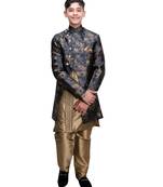 fourfolds boy's navyblue kurta and pyjama