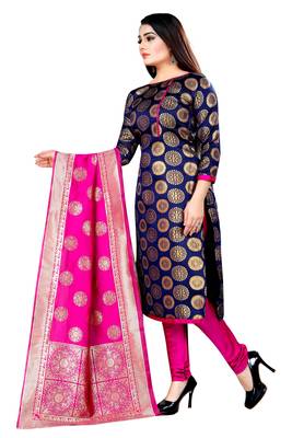 Navy-blue self design brocade salwar 3