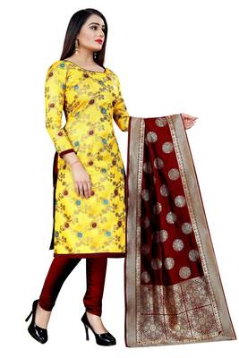 Yellow self design brocade salwar 3