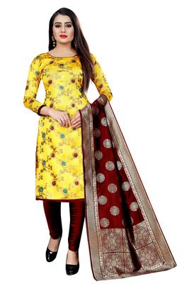 Yellow self design brocade salwar 1