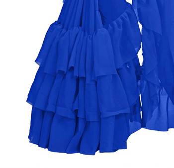 Royal Blue Ruffled Saree With Blouse Piece. 2