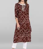 Janasya Brown printed rayon kurtas-and-kurtis