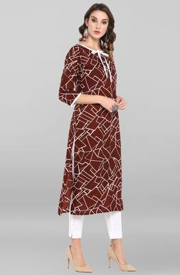 Janasya Brown printed rayon kurtas-and-kurtis 4