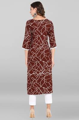 Janasya Brown printed rayon kurtas-and-kurtis 5