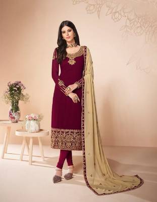 Maroon embroidered santoon salwar 1