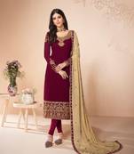 Maroon embroidered santoon salwar