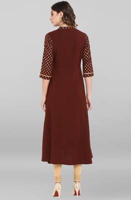Brown printed crepe kurta 6