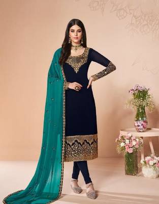 Blue embroidered santoon salwar 1