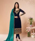 Blue embroidered santoon salwar