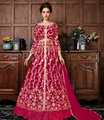 Maroon embroidered santoon salwar