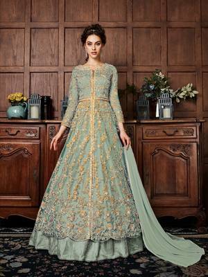 Sky-blue embroidered santoon salwar 1