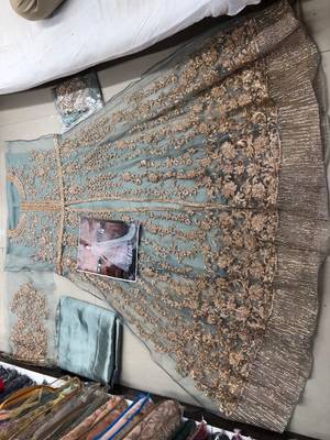 Sky-blue embroidered santoon salwar 2
